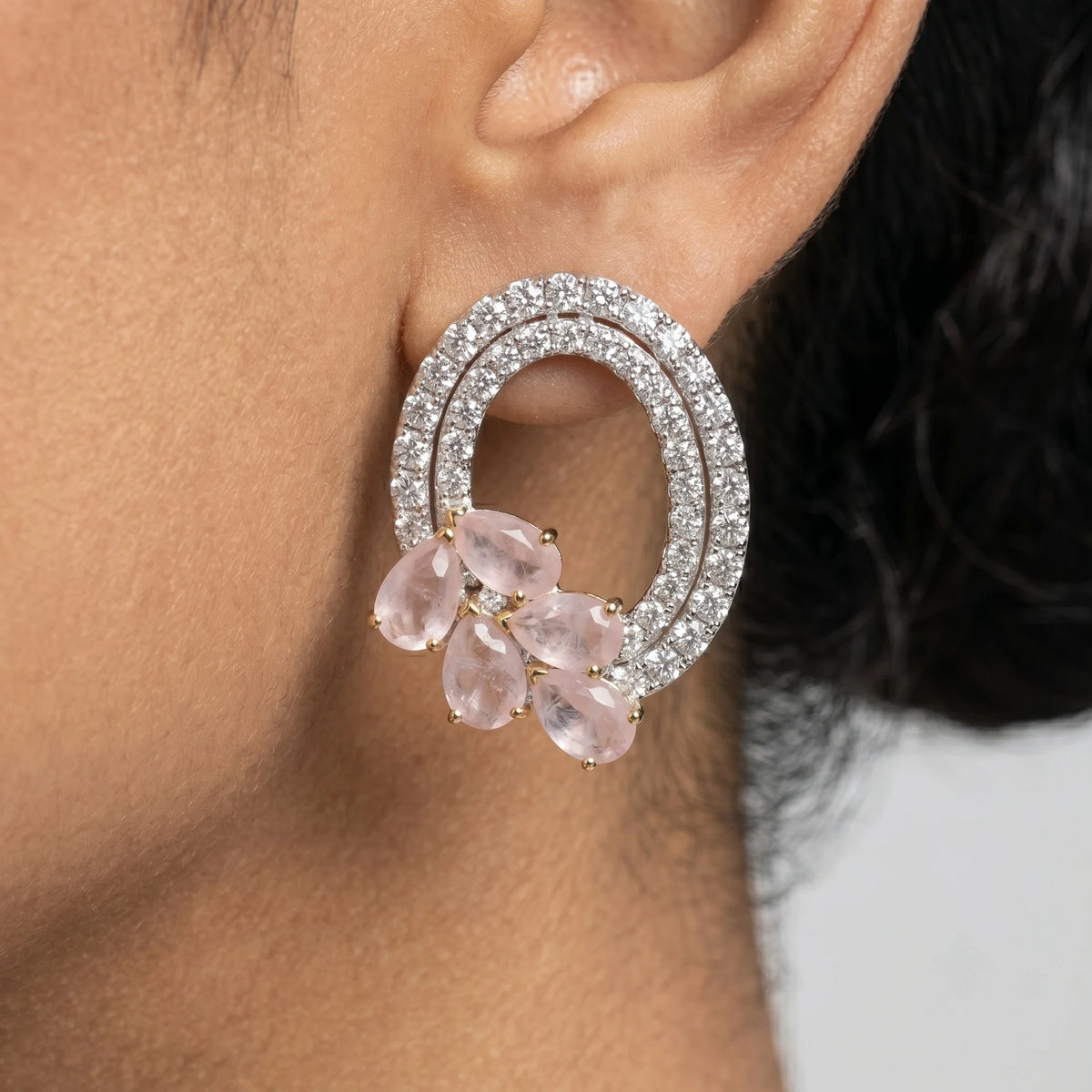 Luxora Rose Blossom Crystal Earrings