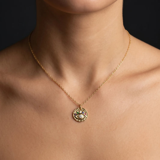 Luxora Celestial Guardian Eye Pendant Necklace
