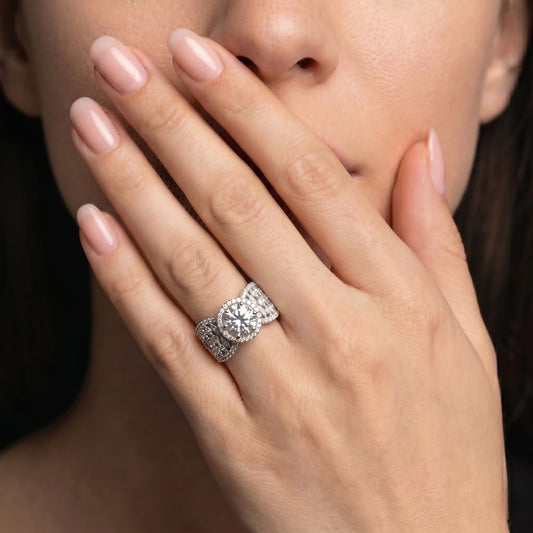 Luxora Royal Halo Solitaire Statement Ring