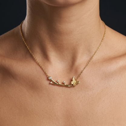 Luxora Golden Butterfly Branch Necklace