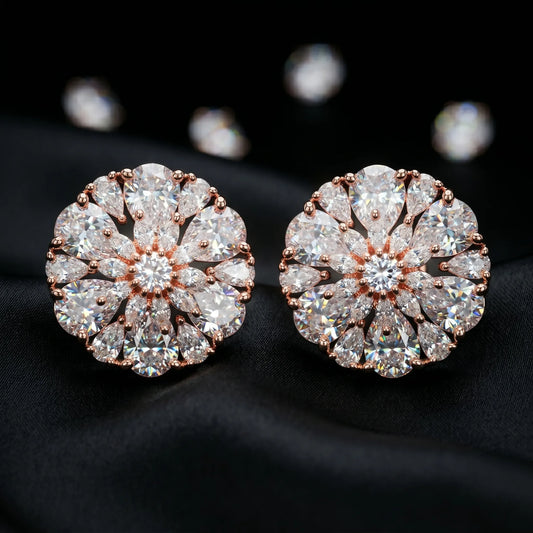 Luxora Celestia Floral Crystal Studs