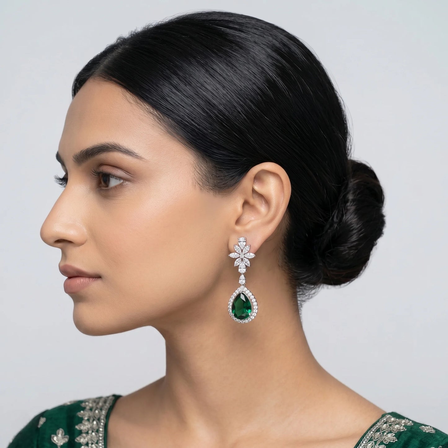 Luxora Emerald Bloom Luxe Drop Earrings
