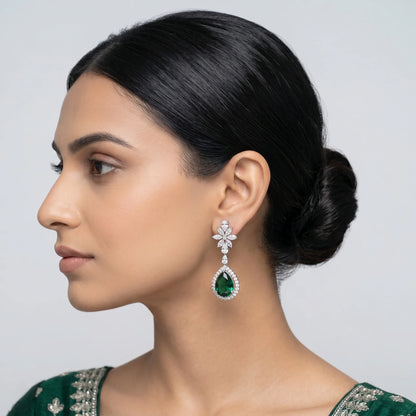 Luxora Emerald Bloom Luxe Drop Earrings