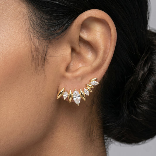 Luxora Aurora Leaf Ear Climbers