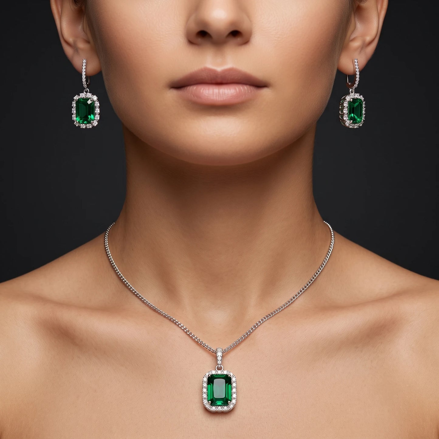 Luxora Crimson Royale Halo Pendant Set