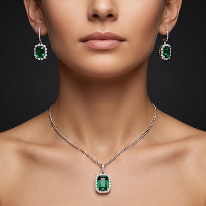 Luxora Crimson Royale Halo Pendant Set