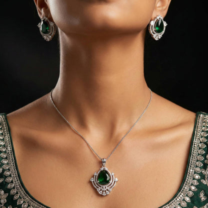 Luxora Tear Drop Design with Emerald Green Diamond