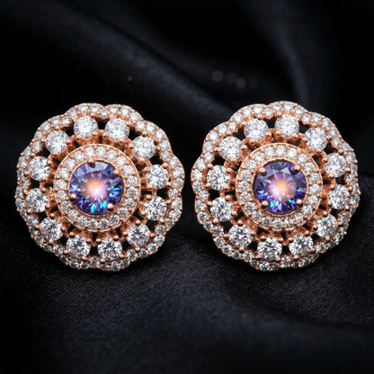 Luxora Royal Amethyst Halo Studs