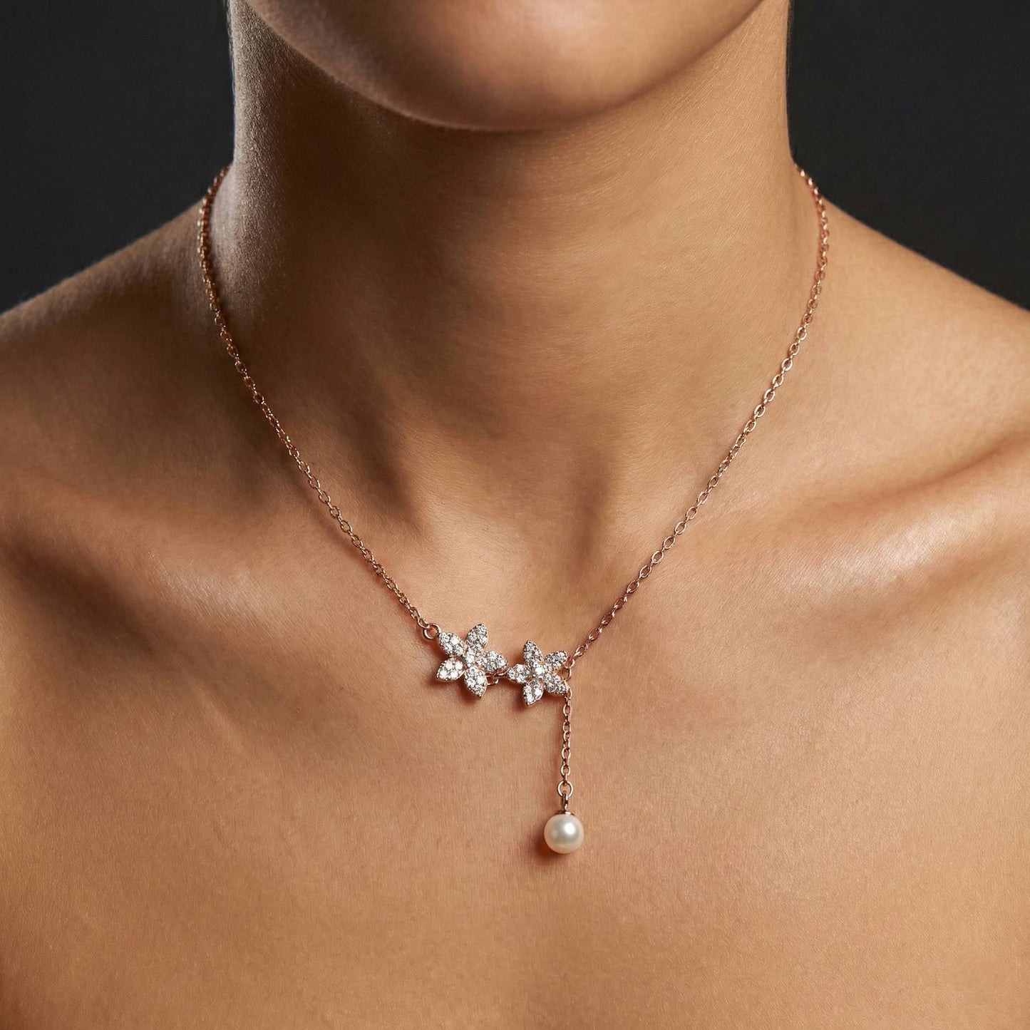 Luxora Two Flowers with Pearl