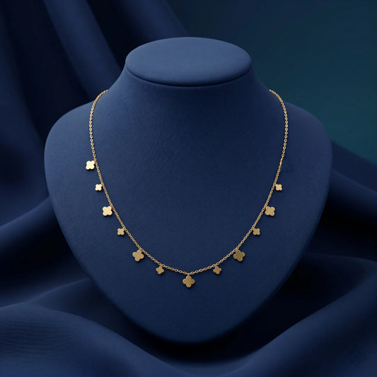 Luxora Golden Clover Cascade Necklace