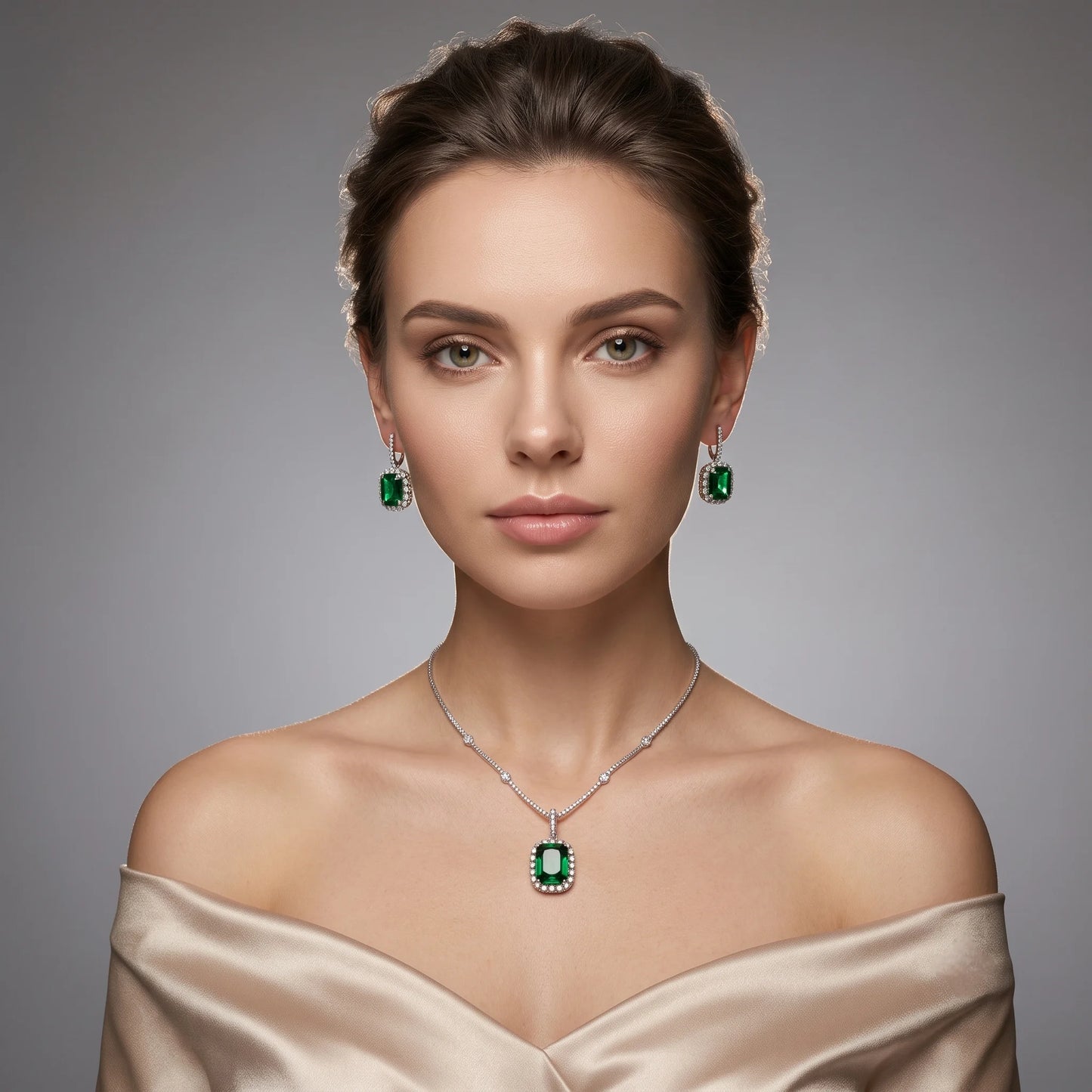 Luxora Crimson Royale Halo Pendant Set