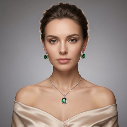 Luxora Crimson Royale Halo Pendant Set
