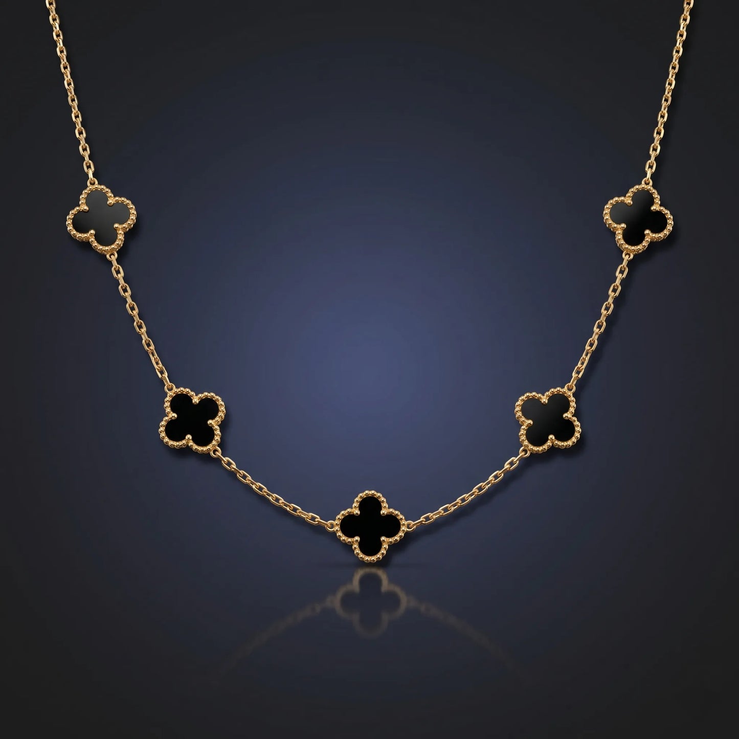 Luxora Midnight Clover Station Necklace