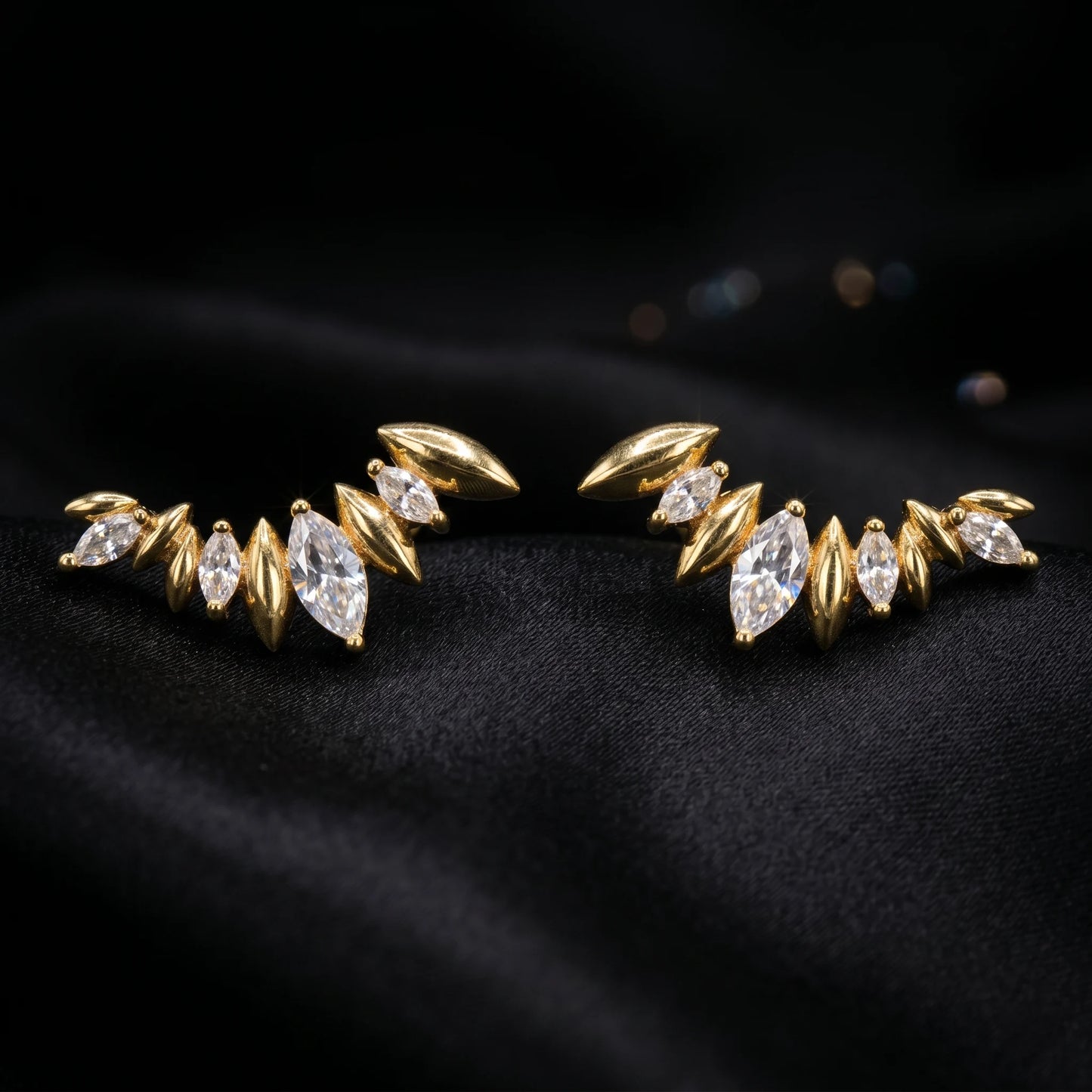 Luxora Aurora Leaf Ear Climbers