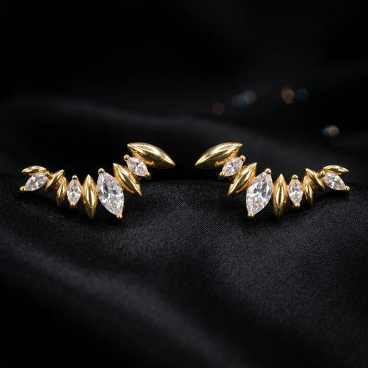 Luxora Aurora Leaf Ear Climbers