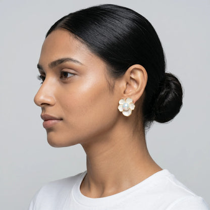Luxora Pearl Blossom Stud Earrings