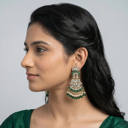 Luxora Emerald Meenakari Pearl Jhumkas
