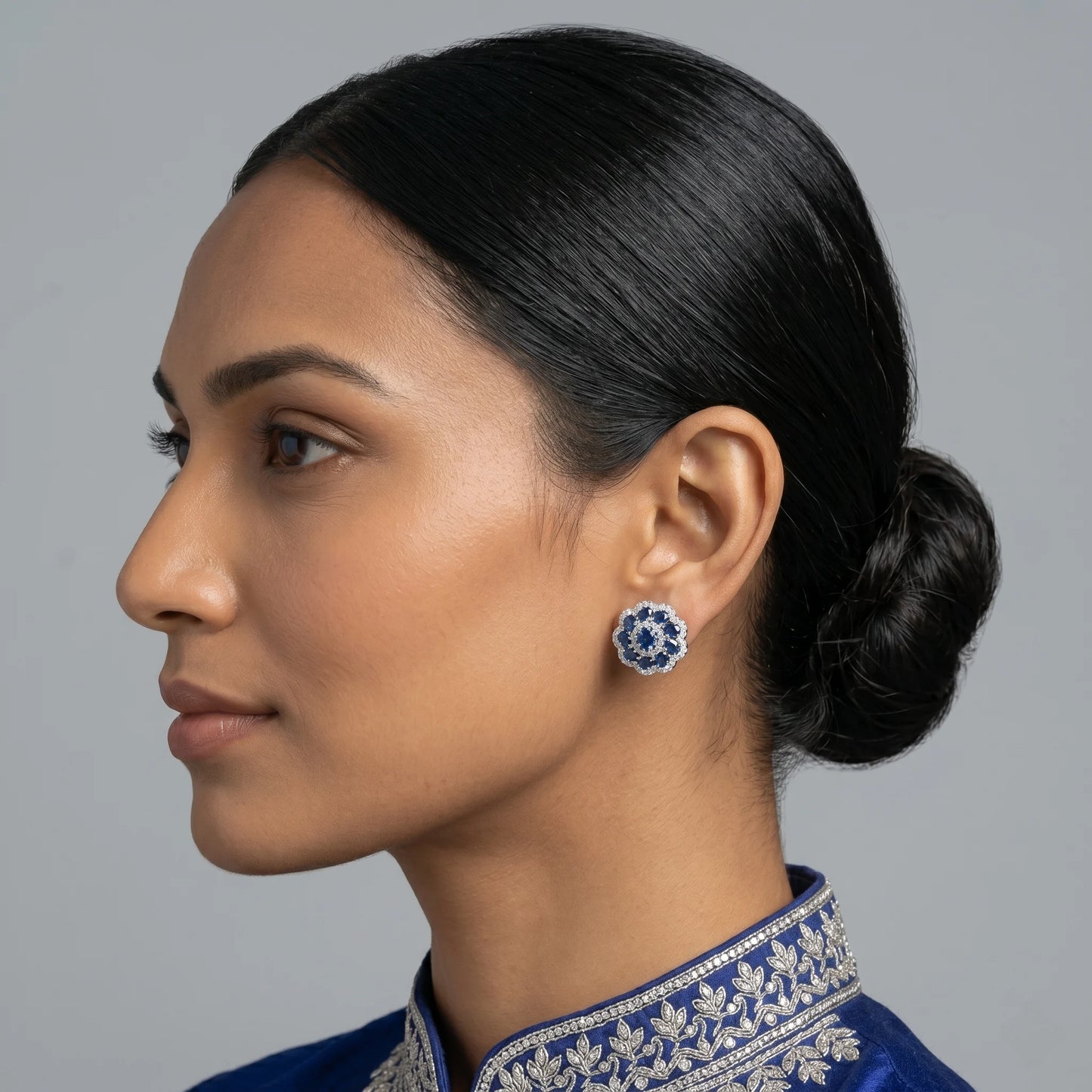 Luxora Ruby Blossom Floral Stud Earrings