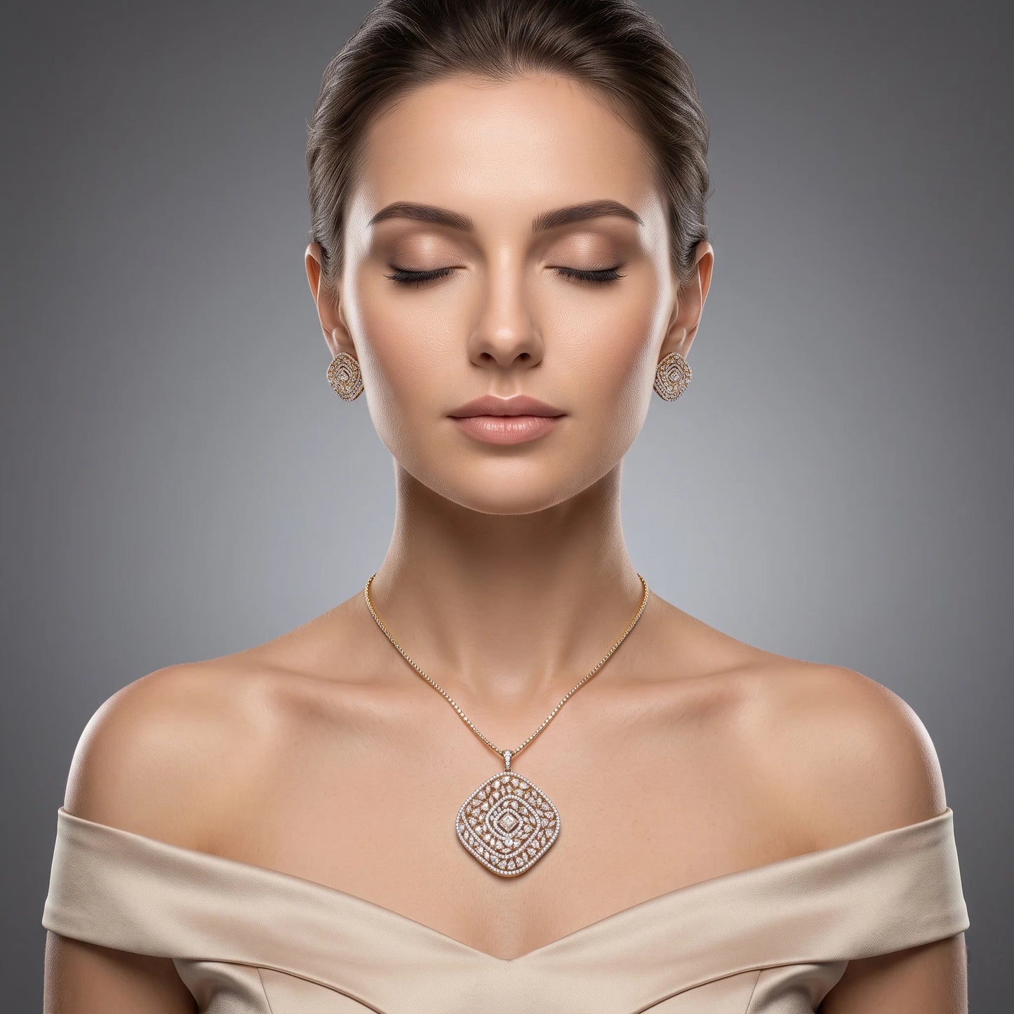 Luxora Celestial Sparkle Diamond Pendant Set