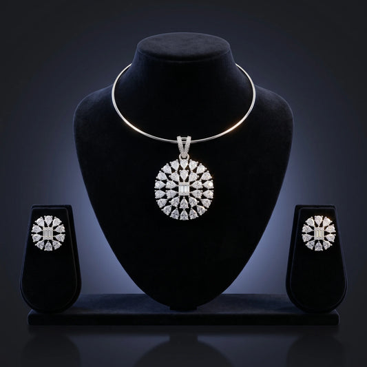 Luxora Radiant Bloom Diamond Pendant Set