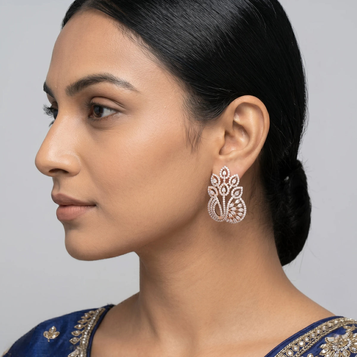 Luxora Regal Floral Crystal Drop Earrings