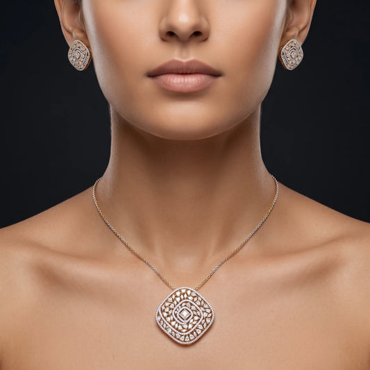Luxora Celestial Sparkle Diamond Pendant Set