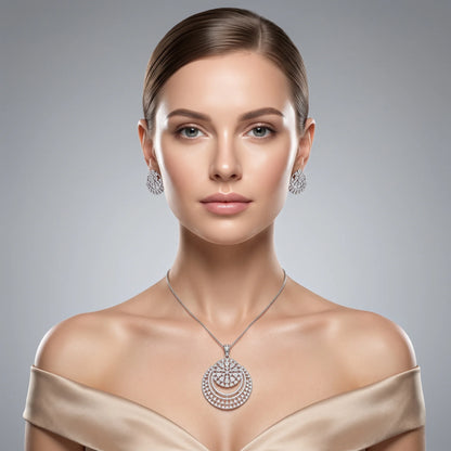 Luxora Celestial Cascade Diamond Pendant Set