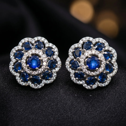Luxora Ruby Blossom Floral Stud Earrings