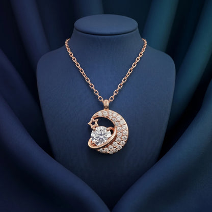 Luxora Celestial Crescent Solitaire Pendant