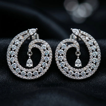 Luxora Luna Spiral Crystal Drop Earrings