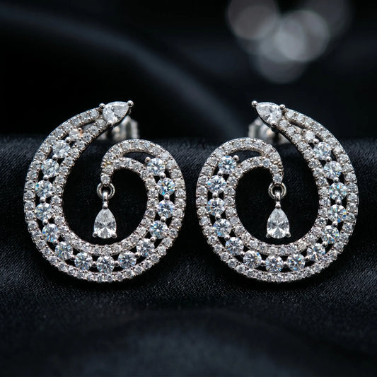 Luxora Luna Spiral Crystal Drop Earrings