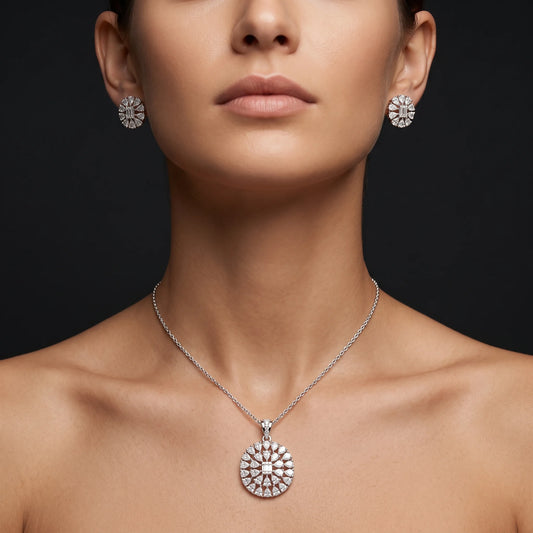 Luxora Radiant Bloom Diamond Pendant Set