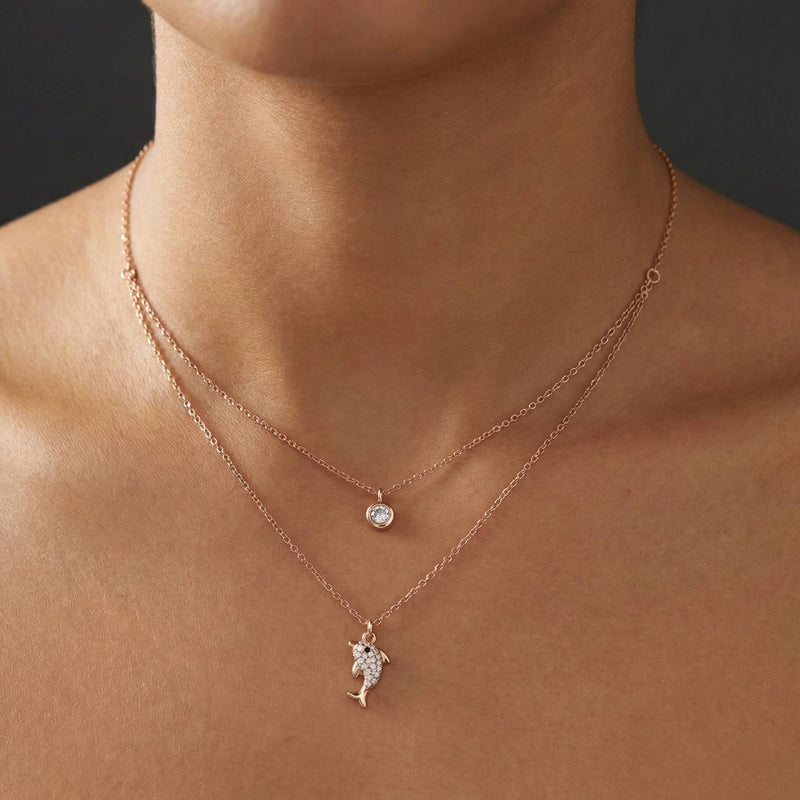 Luxora Dual Layer Dolphin and Solitaire
