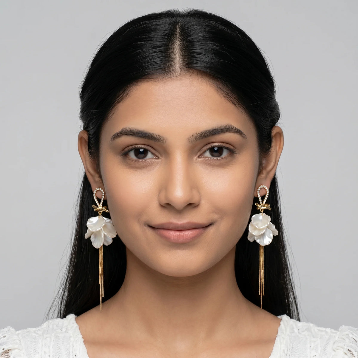 Luxora Pearl Blossom Cascade Earrings