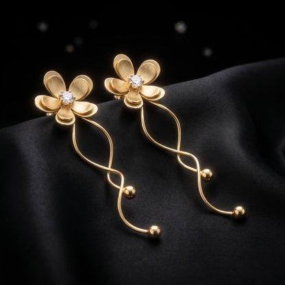 Luxora Golden Petal Drop Earrings