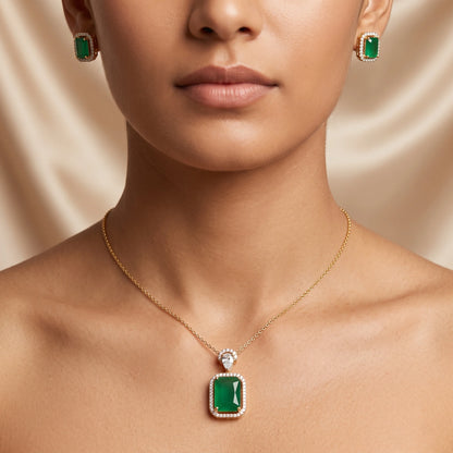 Luxora Emerald Elegance Pendant Set