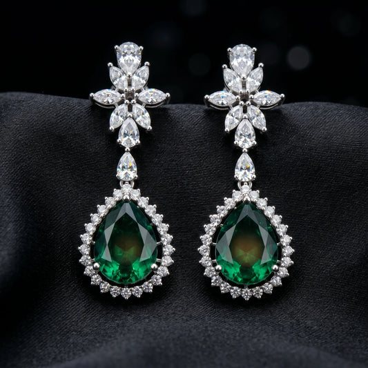 Luxora Emerald Bloom Luxe Drop Earrings