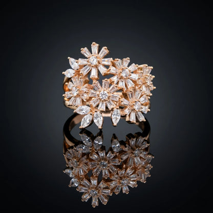 Luxora Blooming Floral Rose Gold Statement Ring