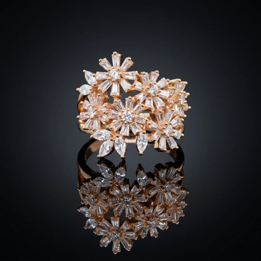 Luxora Blooming Floral Rose Gold Statement Ring
