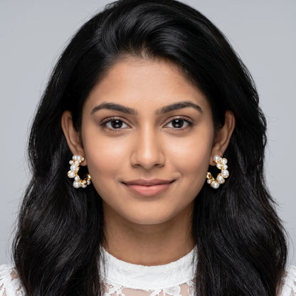 Luxora Pearl Vine Hoop Earrings