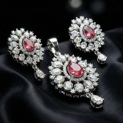 Luxora Halo Design with Tear Drop Ruby Stones