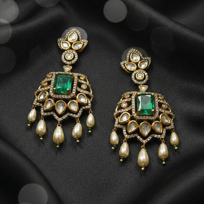 Luxora Square Emerald with Pearl Drops