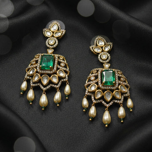 Luxora Square Emerald with Pearl Drops