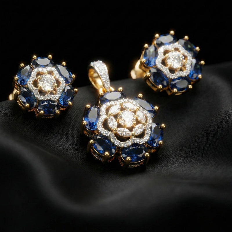 Luxora Floral Design with Deep Blue Diamonds