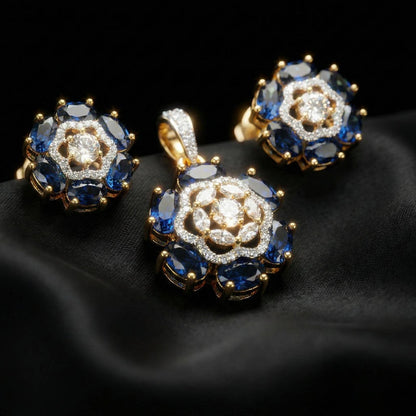 Luxora Floral Design with Deep Blue Diamonds