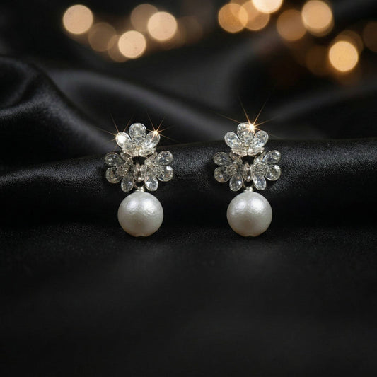 Luxora Silver Triple Flower with Pearls