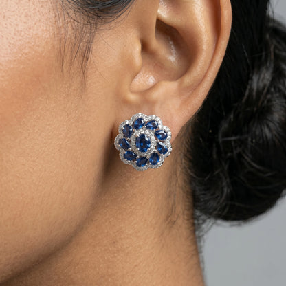 Luxora Ruby Blossom Floral Stud Earrings