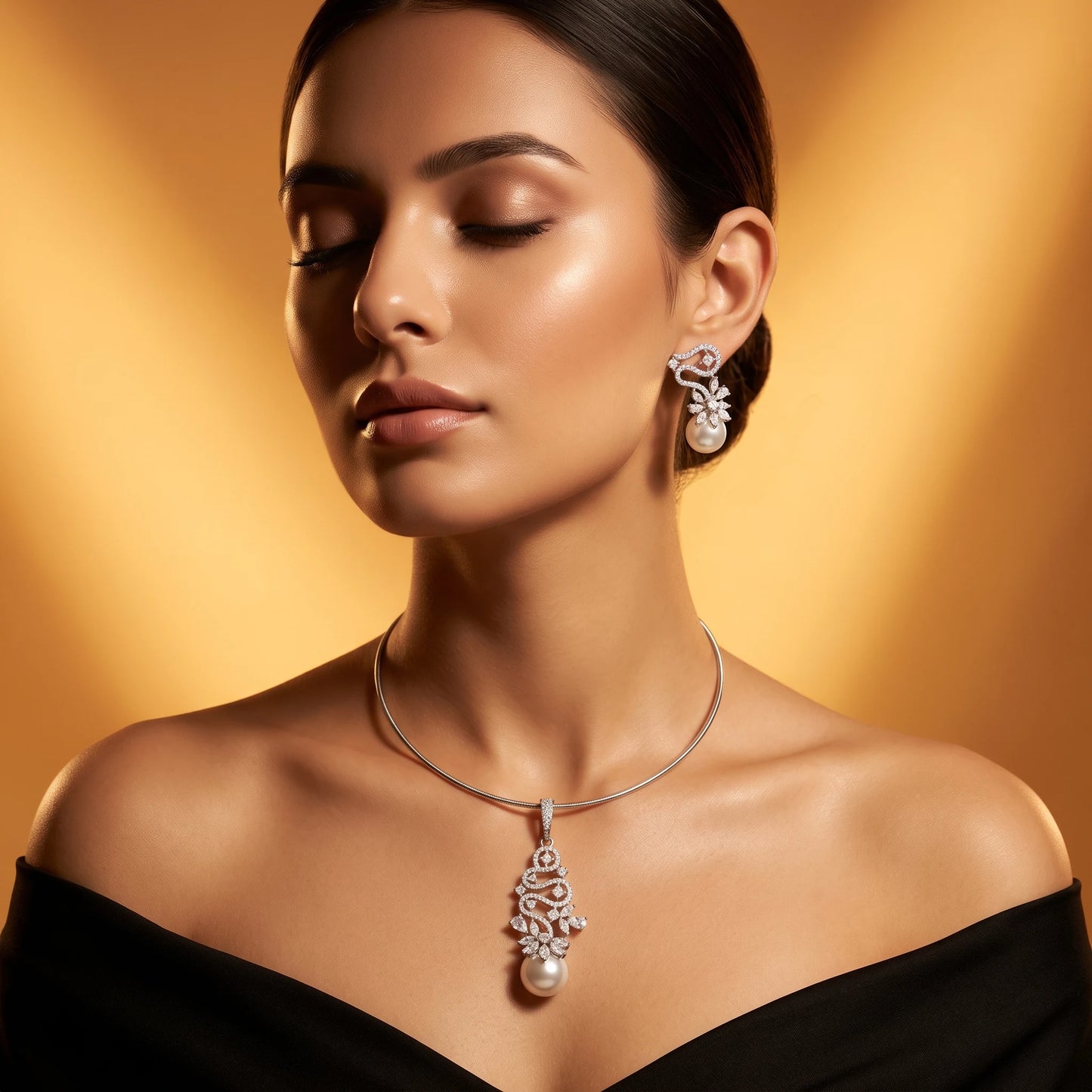 Luxora Pearl Cascade Vine Pendant Set