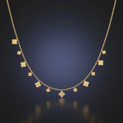 Luxora Golden Clover Cascade Necklace