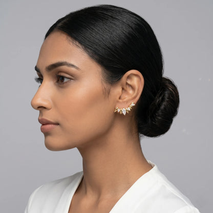 Luxora Aurora Leaf Ear Climbers
